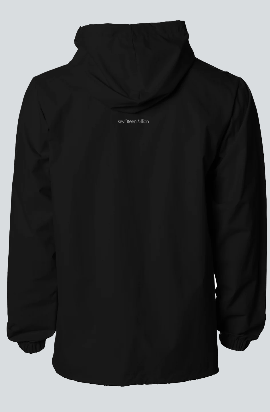 Black Water-Resistant Hooded Windbreaker